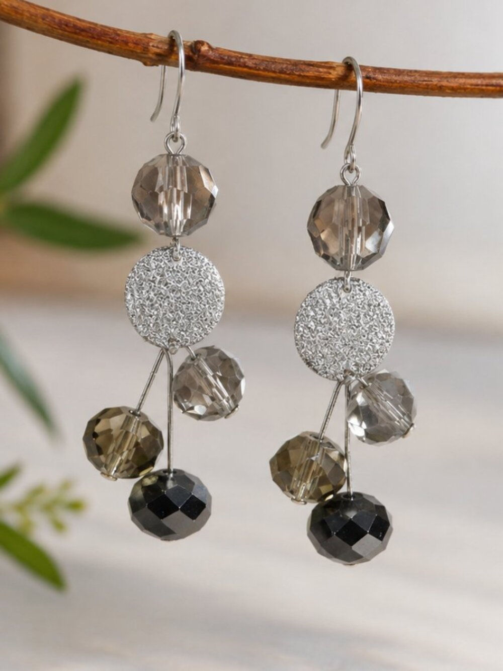 Handcrafted, One-of-a-kind, Elegant faceted crystal bead earring titanium hooks